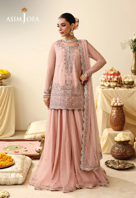 AJULIH-01 | ASIM JOFA Embroidered Net Unstitched 3 Pcs
