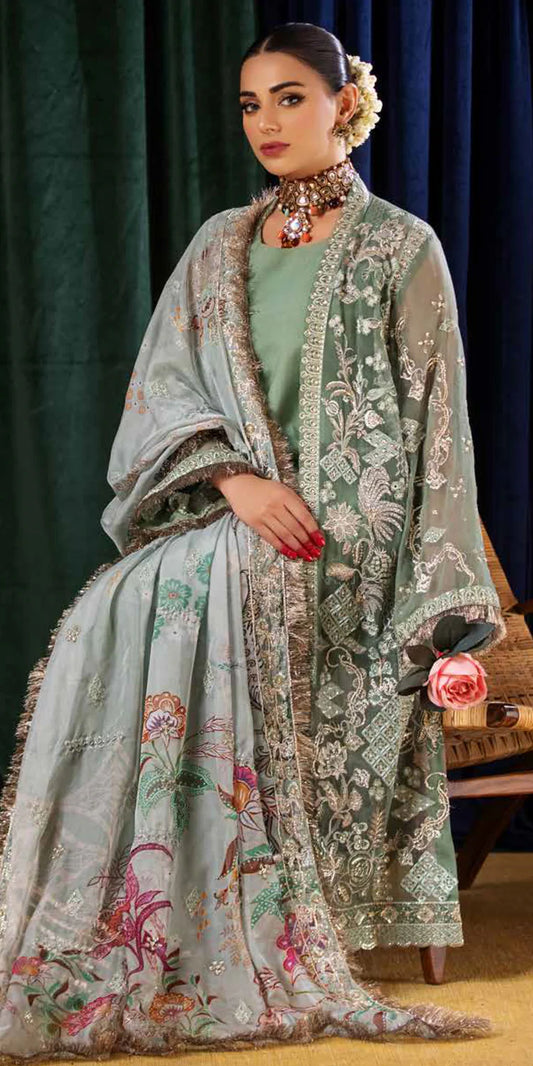 Riaz Arts Luxury Chiffon Wedding Formal Suit Vol-01 | 4PC Unstitched with Silk Dupatta