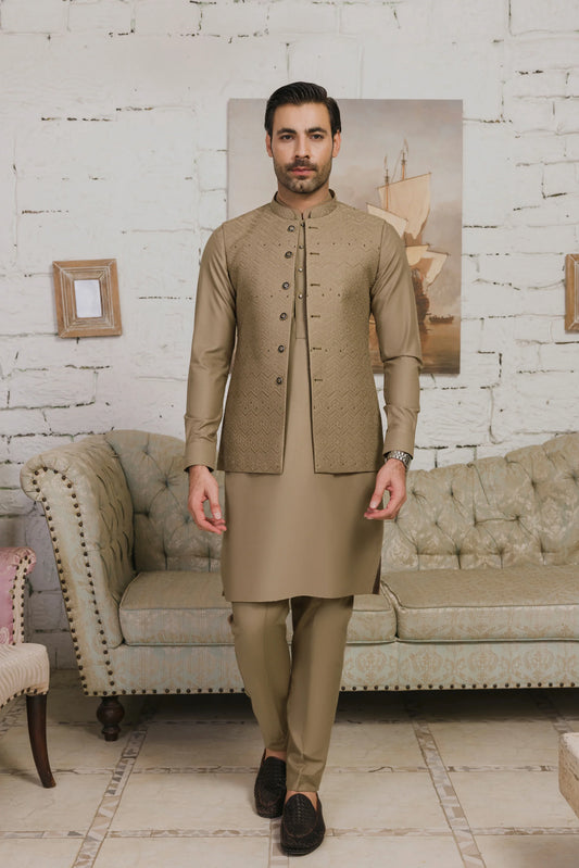 Nayab Wash & Wear With Waistcoats D-10 | Chawla Fabrics