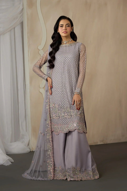 Zarif "REEYA (ZRF-DK-04 ) Sequins Embroidered Net 3-Piece Festive Collection