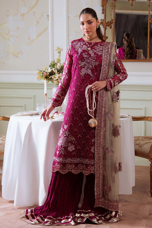 Nureh by FLANORA NEL-78 Luxury Embroidered Organza Unstitched Suit with Net Dupatta