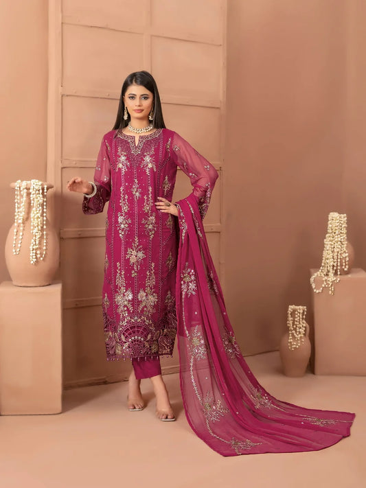 Tawakkal Fabrics Imsaal Embroidered Fancy Chiffon Suit (D-4267)
