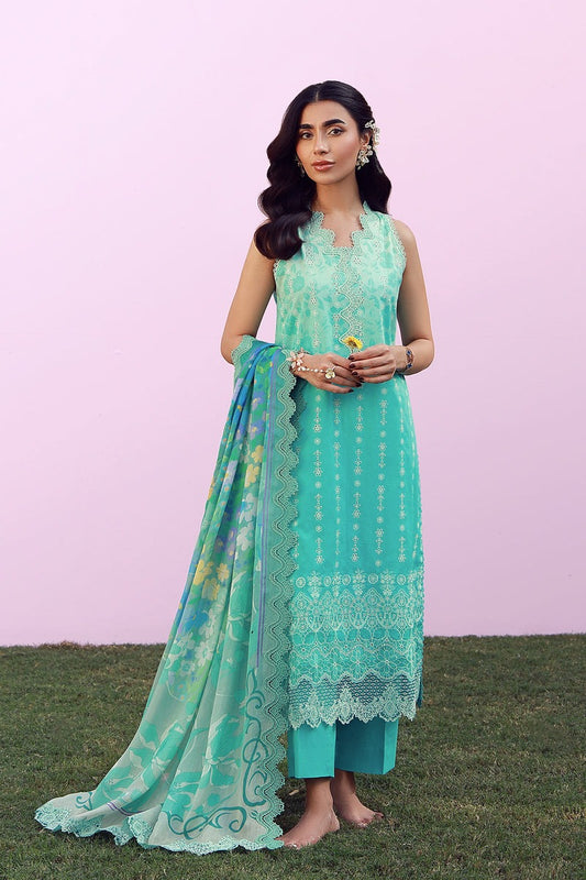 Turquoise Drift | SS1-26-43 - Sahar Mirha Lawn