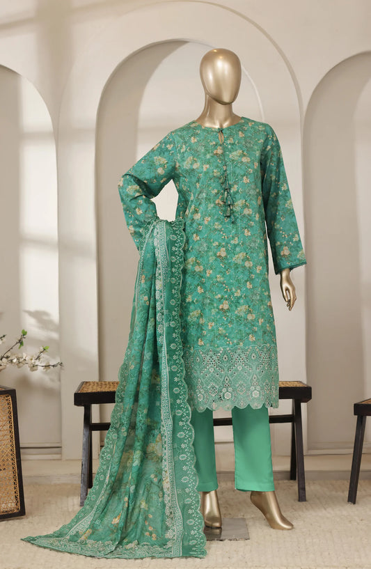 Bin Saeed 3 Piece Embroidered Lawn Shirt with Trouser & Embroidered Dupatta | 07