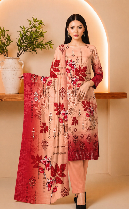 D-19 | 3 Piece Unstitched Digital Printed Lawn - Bari Eid Ki Bari Sale