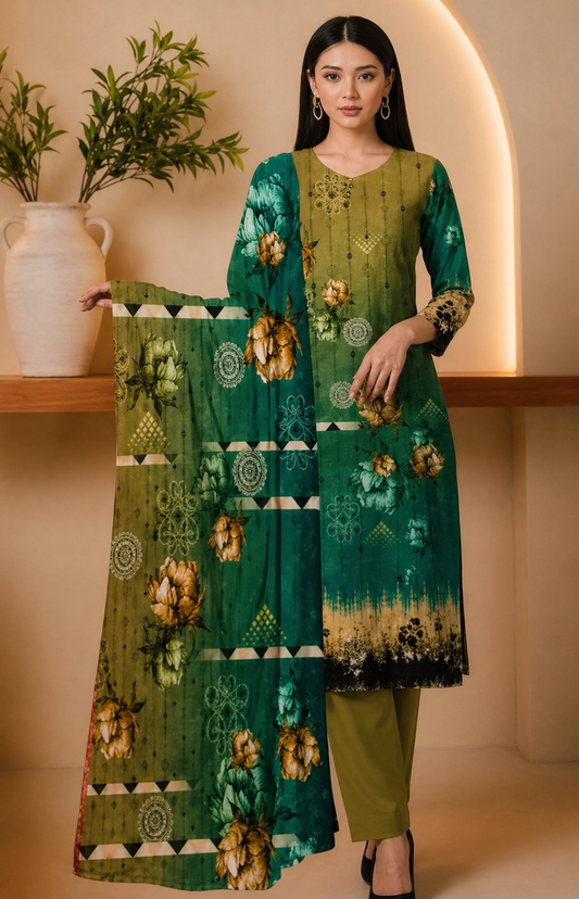 D-13 | 3 Piece Unstitched Digital Printed Lawn - Bari Eid Ki Bari Sale