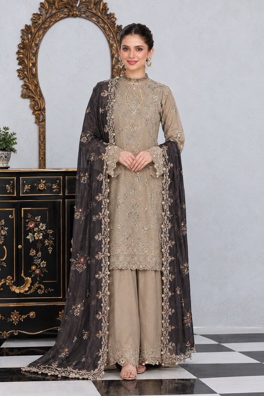 MENAAL by Bin Hameed: Luxury Embroidered Chiffon Stitch Suit - MBH-13