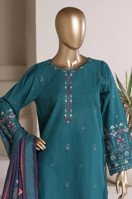 Eclair By Sada Bahar Stitched 3 Piece Emb Lawn Suit-D-265-C.GREEN