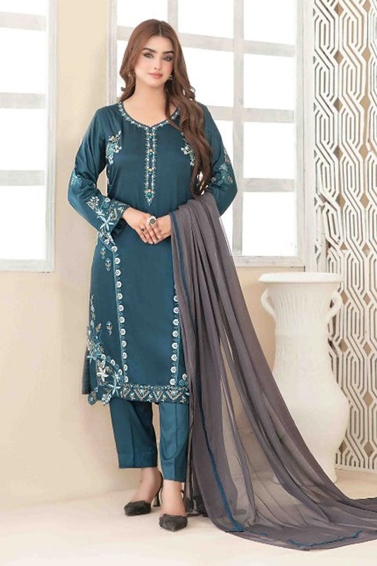 Araceli By Tawakkal Stitched 3 Piece Fancy Emb Belgian Viscose Suit-D-3711