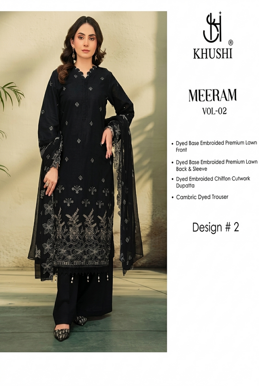 Khushi Meeram Luxury Embroidered Lawn Suit Vol-2 – Design # 2