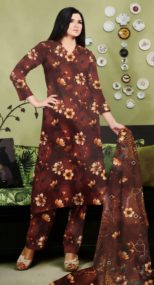 3 Piece Digital Printed LAWN SUIT - AZADI SALE
