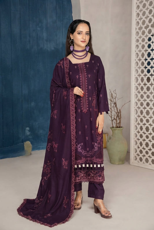 Airjet Fancy Peach Wool Embroidered Suit | Alif Vol-562 (Design - 01)