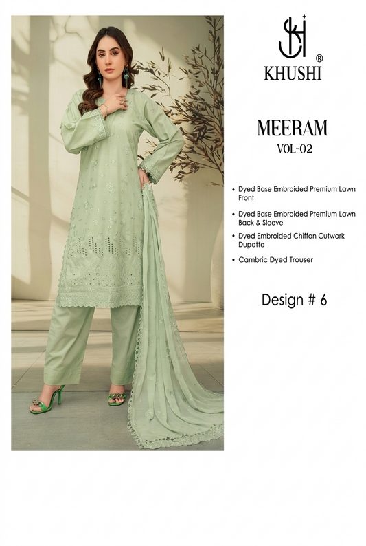 Khushi Meeram Luxury Embroidered Lawn Suit Vol-2 – Design # 6