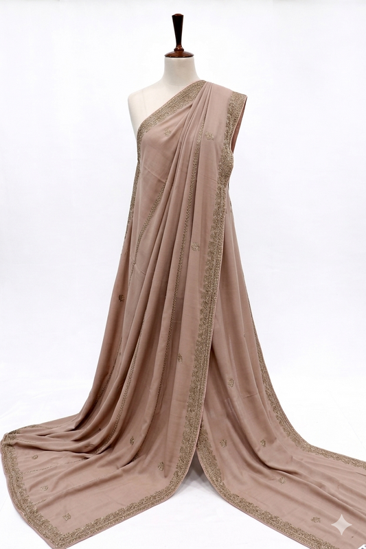 Premium Embroidered Lawn Shawl – Elegant Soft Fabric with Fancy Border