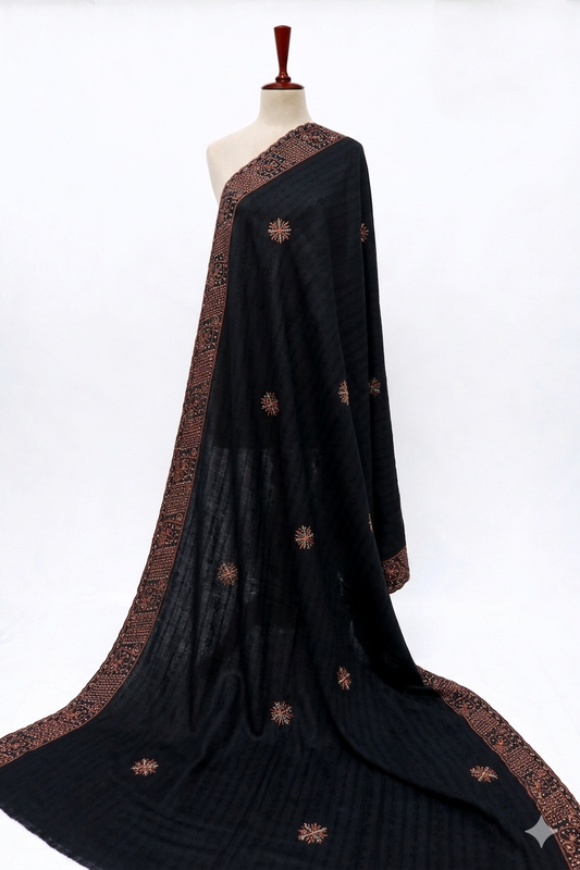 Premium Embroidered Lawn Shawl – Elegant Soft Fabric with Fancy Border