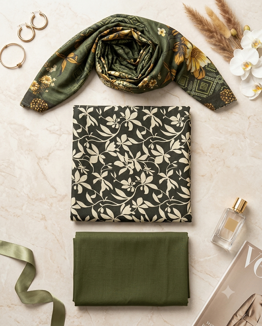 Premium 3-Piece Printed Unstitched Lawn Suit | Buy One Get One Free
