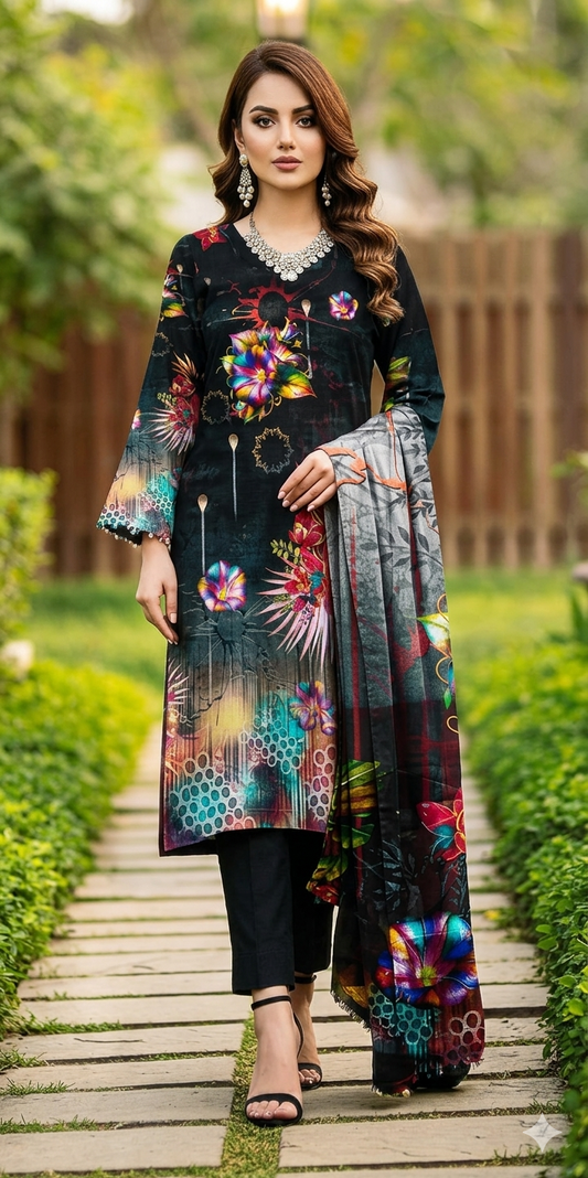D-O5 | 3 Piece Unstitched Digital Printed Lawn - Bari Eid Special Bari Sale