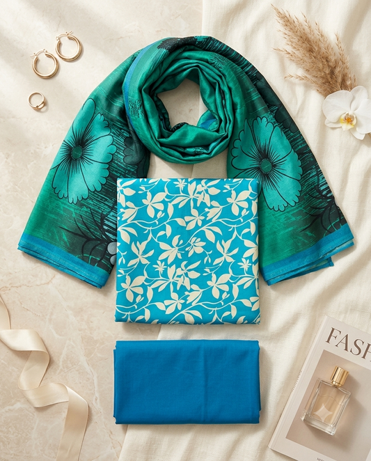 Premium 3-Piece Printed Unstitched Lawn Suit | Buy One Get One Free