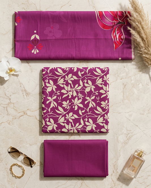 Premium 3-Piece Printed Unstitched Lawn Suit | Buy One Get One Free