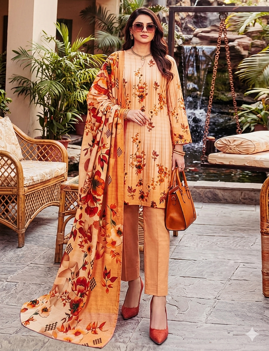 D-O4 | 3 Piece Unstitched Digital Printed Lawn - Bari Eid Special Bari Sale