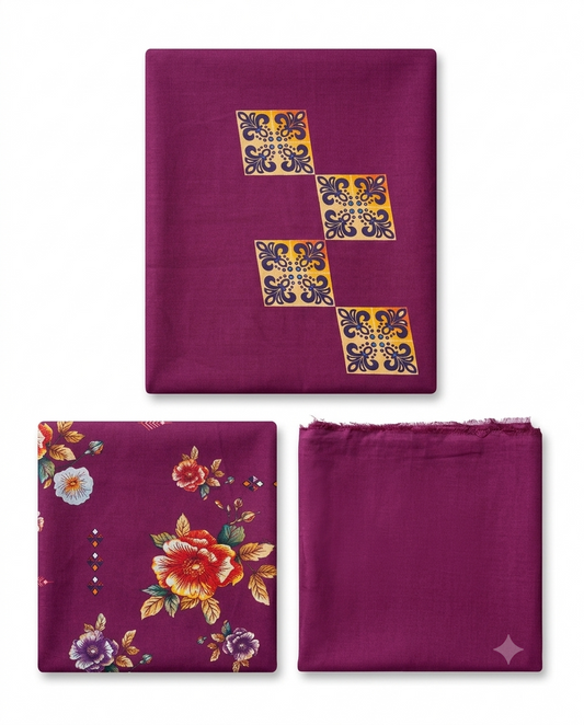 Premium 3-Piece Printed Unstitched Lawn Suit | Buy One Get One Free