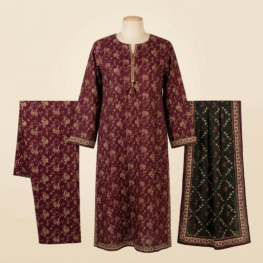Bin-Saeed 3 Piece Printed Stitched Khaddar | KD-25