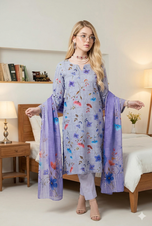 Luxury Chikan Kari Embroidered Lawn - Article NO-03