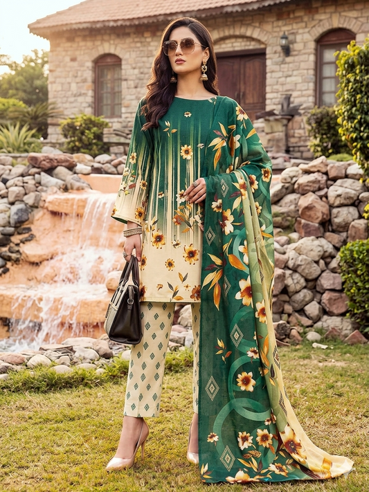 D-O3 | 3 Piece Unstitched Digital Printed Lawn - Bari Eid Special Bari Sale