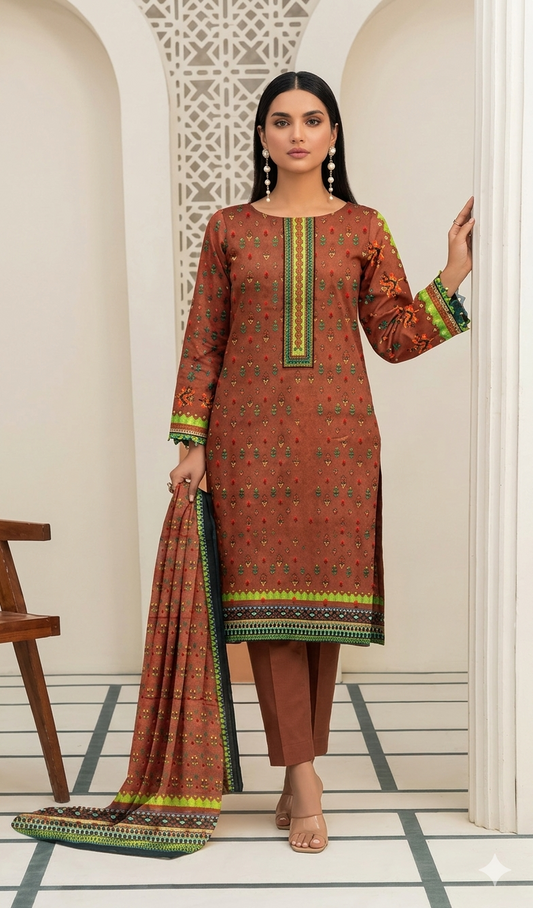 D-10 | 3 Piece Unstitched Digital Printed Lawn - Bari Eid Special Bari Sale