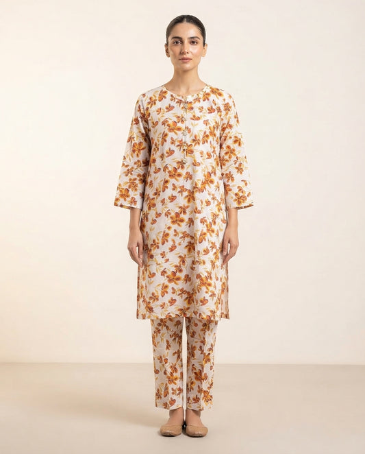 Premium Women's 2 Piece Linen Stitched Suit Free Size - L#61