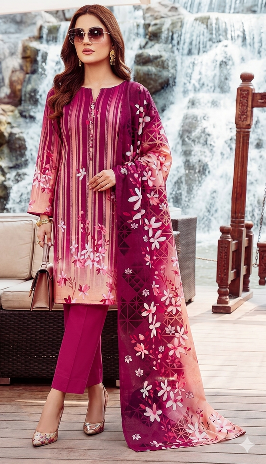 D-O7 | 3 Piece Unstitched Digital Printed Lawn - Bari Eid Special Bari Sale