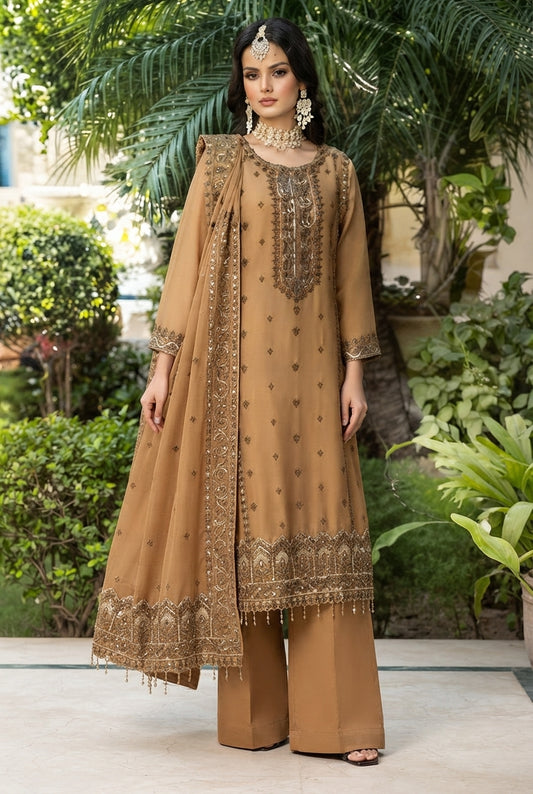 Fancy Embroidered Luxury Chiffon Semi-Stitched Minimal Suit Dr. Haris By Mi.Creation
