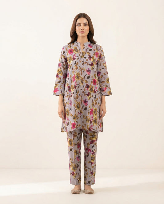 Premium Women's 2 Piece Linen Stitched Suit Free Size - L#26
