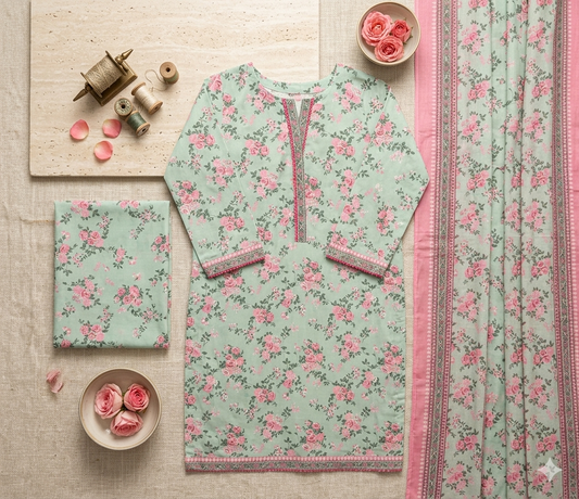 Bin Saeed Stitched 3 Piece Lawn Suit 35 – Comfortable & Stylish Daily Wear for Women