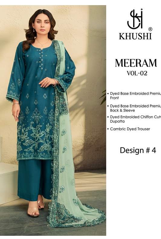 Khushi Meeram Luxury Embroidered Lawn Suit Vol-2 – Design # 4