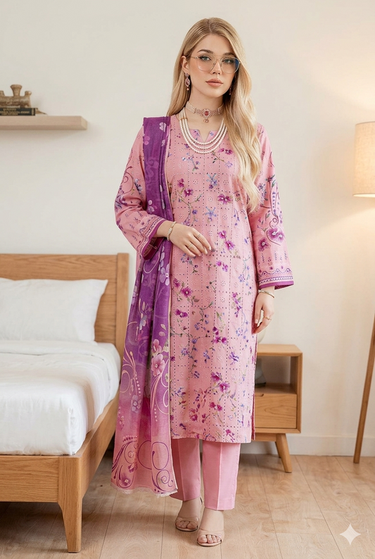 Luxury Chikan Kari Embroidered Lawn - Article NO-01