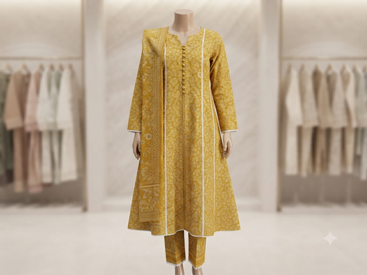Muznah Printed Lawn Frock Premium Wear | F-25