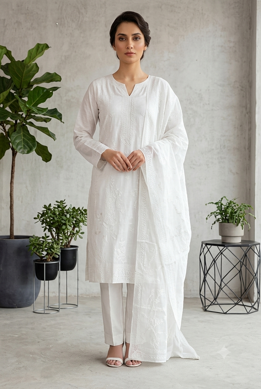 D-9402 Ophelia By Raikhta | Embroidered Slub Lawn 3PC Unstitched Suit.