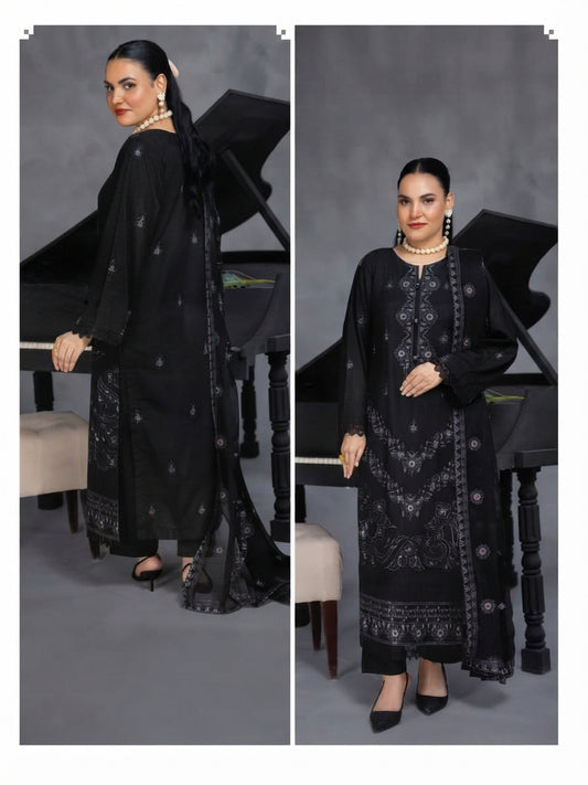 Airjet Fancy Wool Karandi Embroidered Shirt & Fancy Bamber Embroidered Dupatta | Alif Vol-570