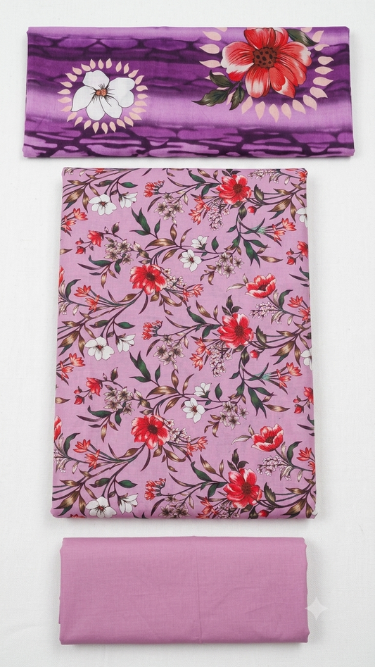 Premium 3-Piece Printed Unstitched Lawn Suit | Buy One Get One Free