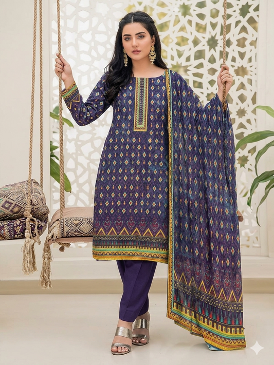 D-O8 | 3 Piece Unstitched Digital Printed Lawn - Bari Eid Special Bari Sale