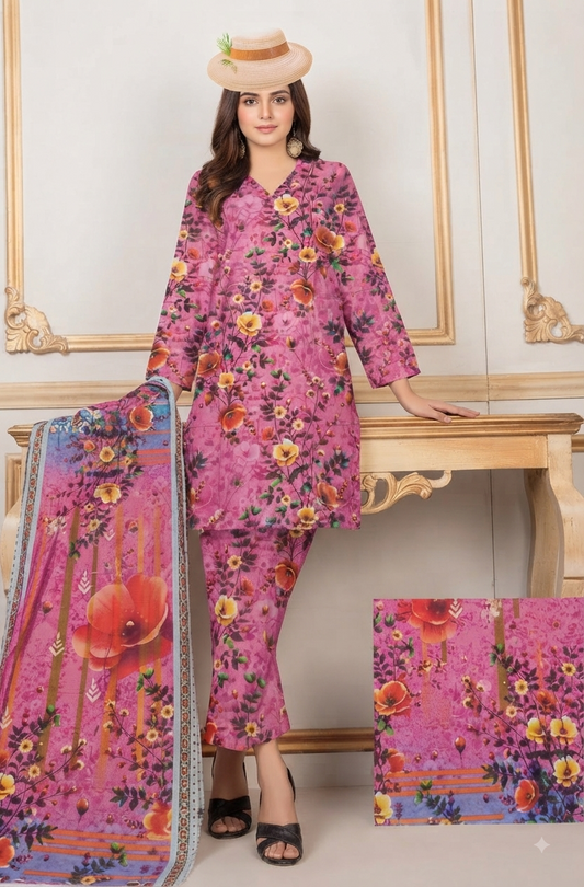 3 Piece Digital Printed LAWN SUIT - AZADI SALE