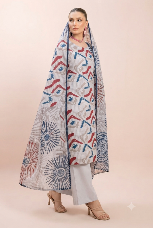 Miraal - Premium Printed Lawn 3-Piece Suit (Design #07)