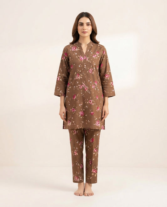 Premium Women's 2 Piece Linen Stitched Suit Free Size - L#28