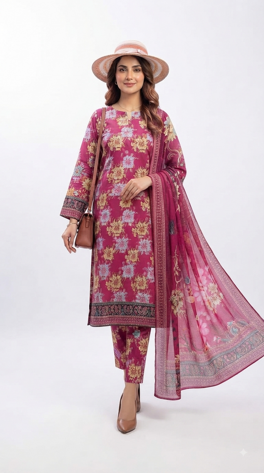 3 Piece Digital Printed LAWN SUIT - AZADI SALE