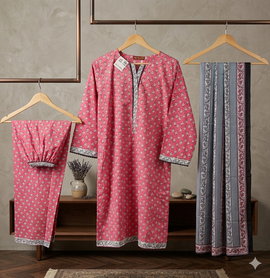 Bin Saeed Stitched 3 Piece Lawn Suit 33 – Comfortable & Stylish Daily Wear for Women