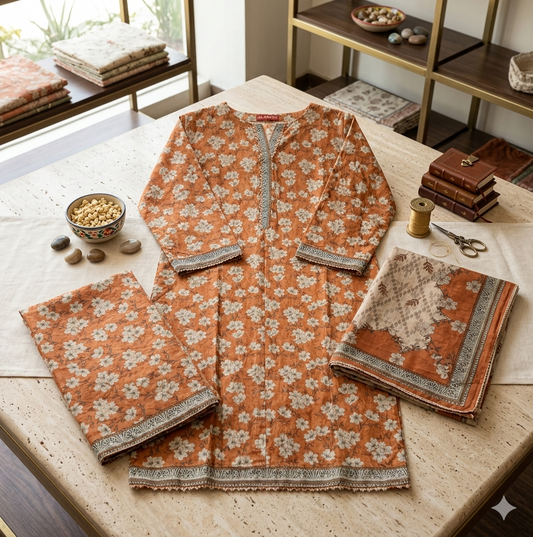 Bin Saeed Stitched 3 Piece Lawn Suit 34 – Comfortable & Stylish Daily Wear for Women