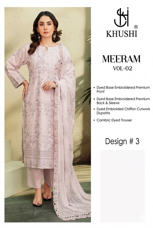 Khushi Meeram Luxury Embroidered Lawn Suit Vol-2 – Design # 3