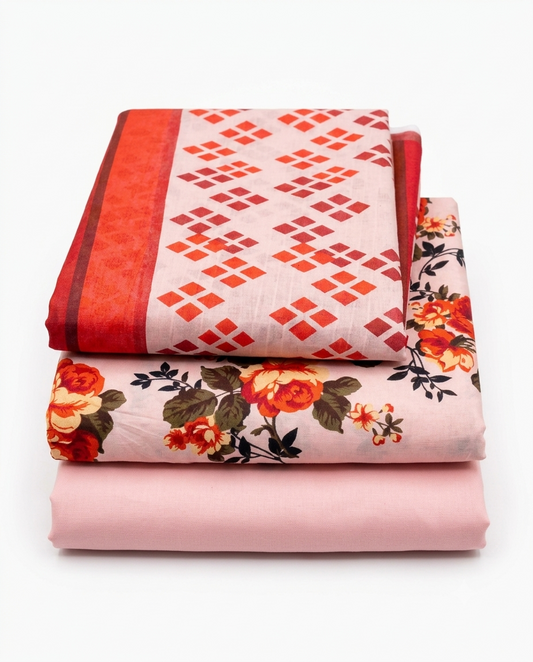 Premium 3-Piece Printed Unstitched Lawn Suit | Buy One Get One Free