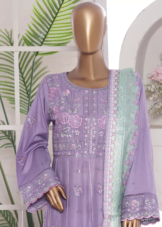 3 Piece Embroidred Stitched Lawn Frock with Trouser & Dupatta | BS-17